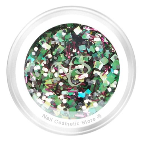 NCS Sparkle Farbgel 614 Wasserlinse 5ml - Grün Chrom Multi-Glitter